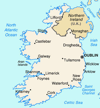 Ireland Map - Ireland Travel Guides - Hostels in Ireland - Ireland Hotels